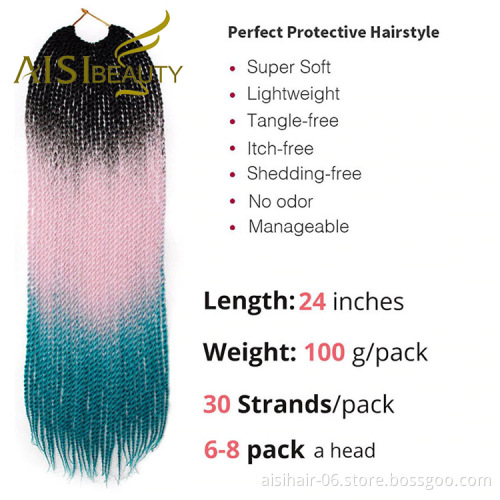 Aisi Beauty Cheap Vendor 24 Inch Long Style Heat Resistant Synthetic Senegalese Twist Hair Braid Hair Extensions For Black Women